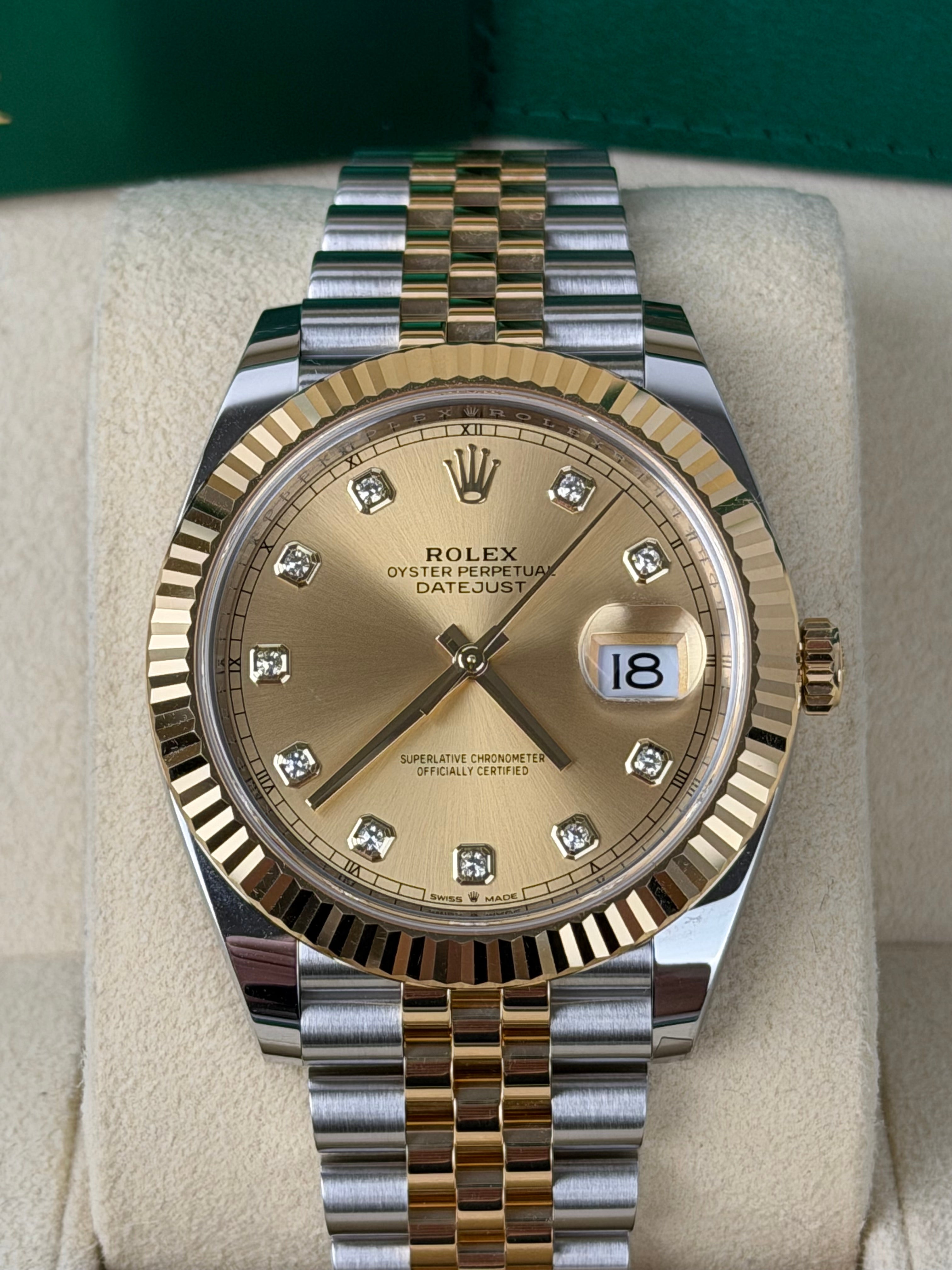 Rolex Datejust 41 Champagner Diamanten 126333 / 2022 / FULL SET / WIE NEU / ERSTKAUFRECHNUNG