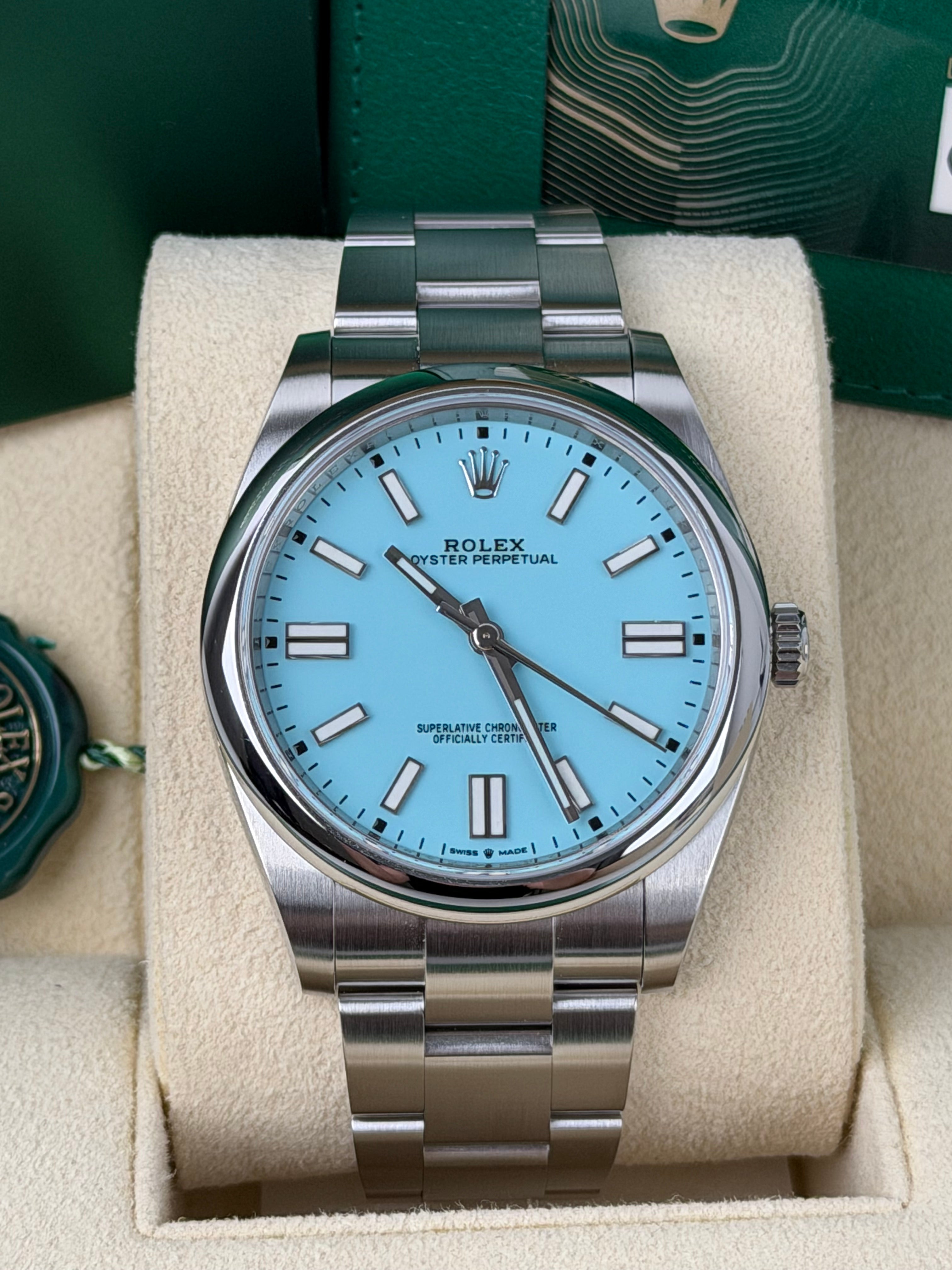Rolex Oyster Perpetual 41 Tiffany 124300 / 2020 / FULL SET / WIE NEU