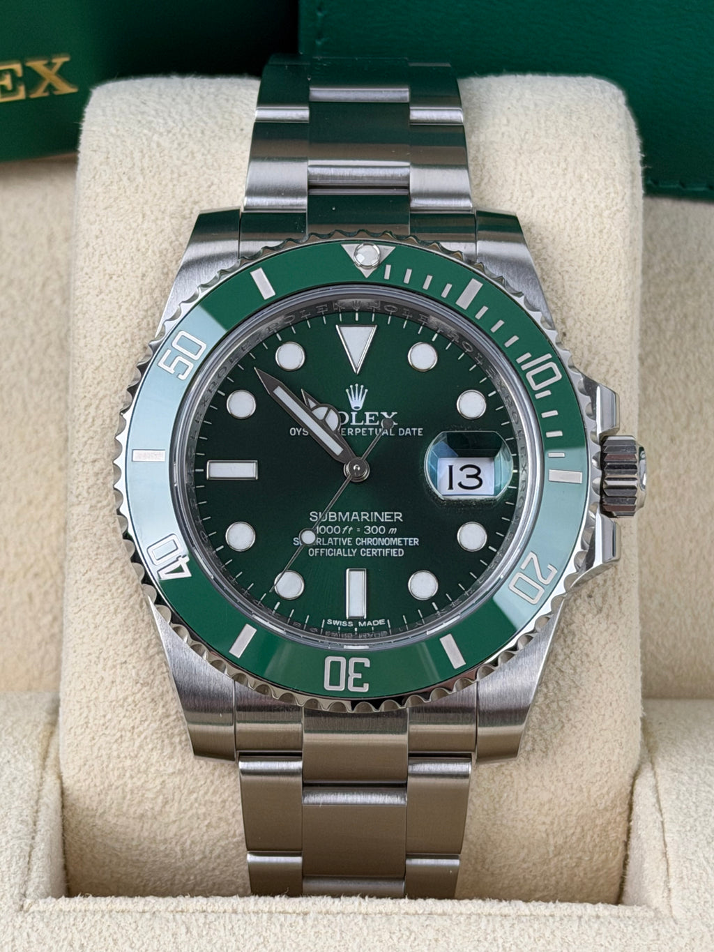 Rolex Submariner Date HULK 116610LV / 2014 / FULL SET / WIE NEU / ERSTKAUFRECHNUNG
