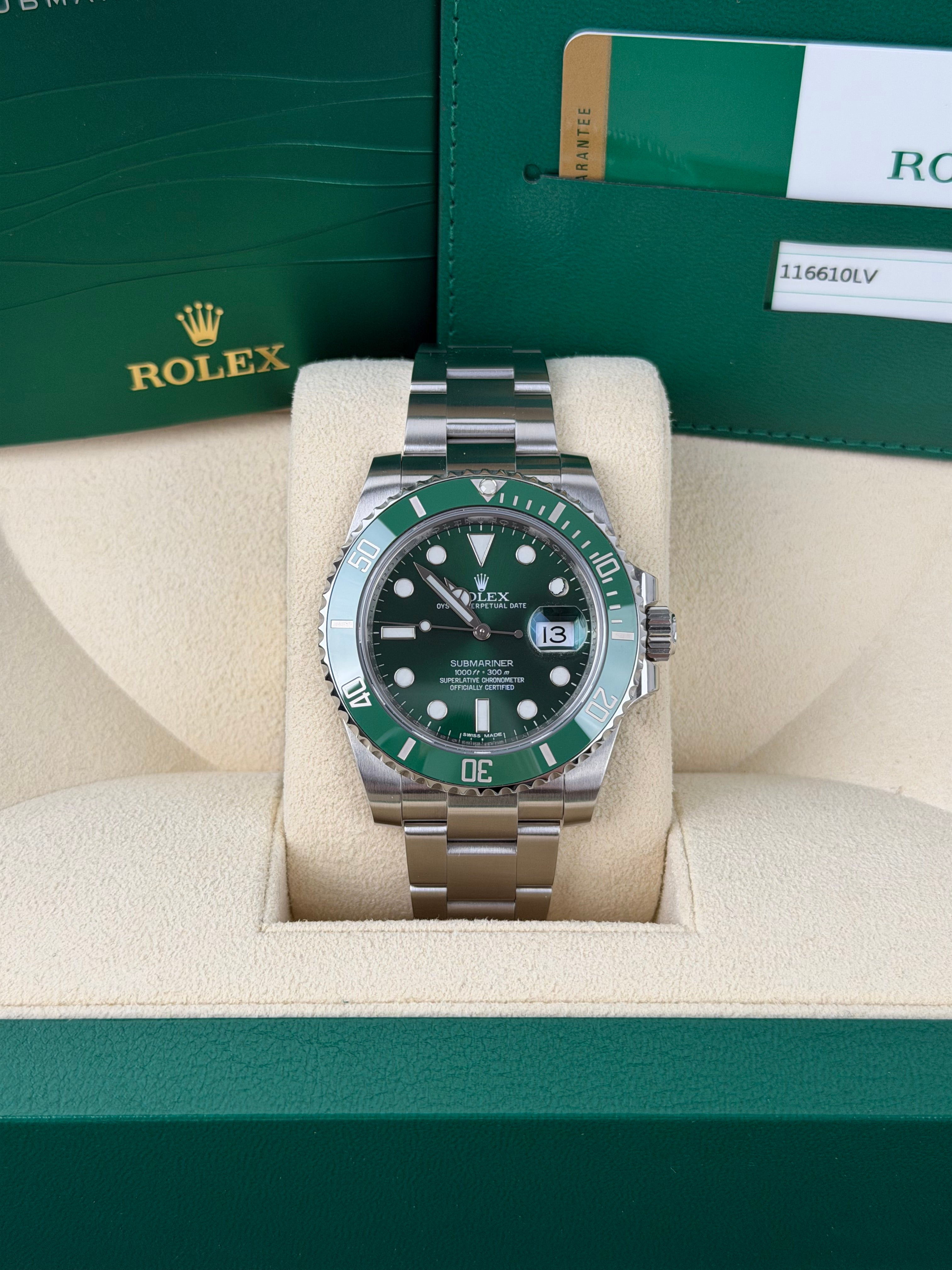 Rolex Submariner Date HULK 116610LV / 2014 / FULL SET / WIE NEU / ERSTKAUFRECHNUNG