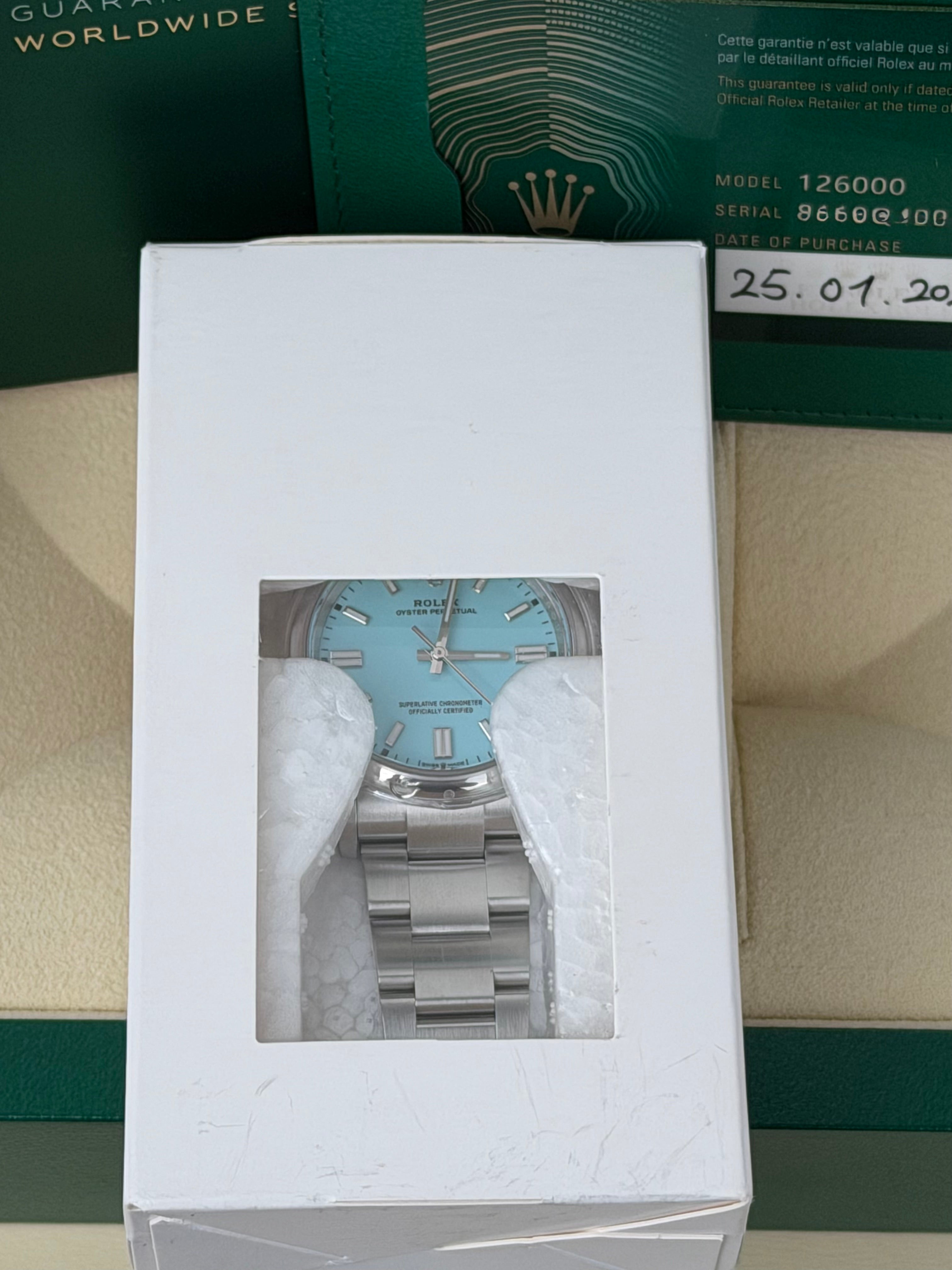 Rolex Oyster Perpetual 36 Tiffany 126000 / 2022 / FULL SET / NEU / SEALED