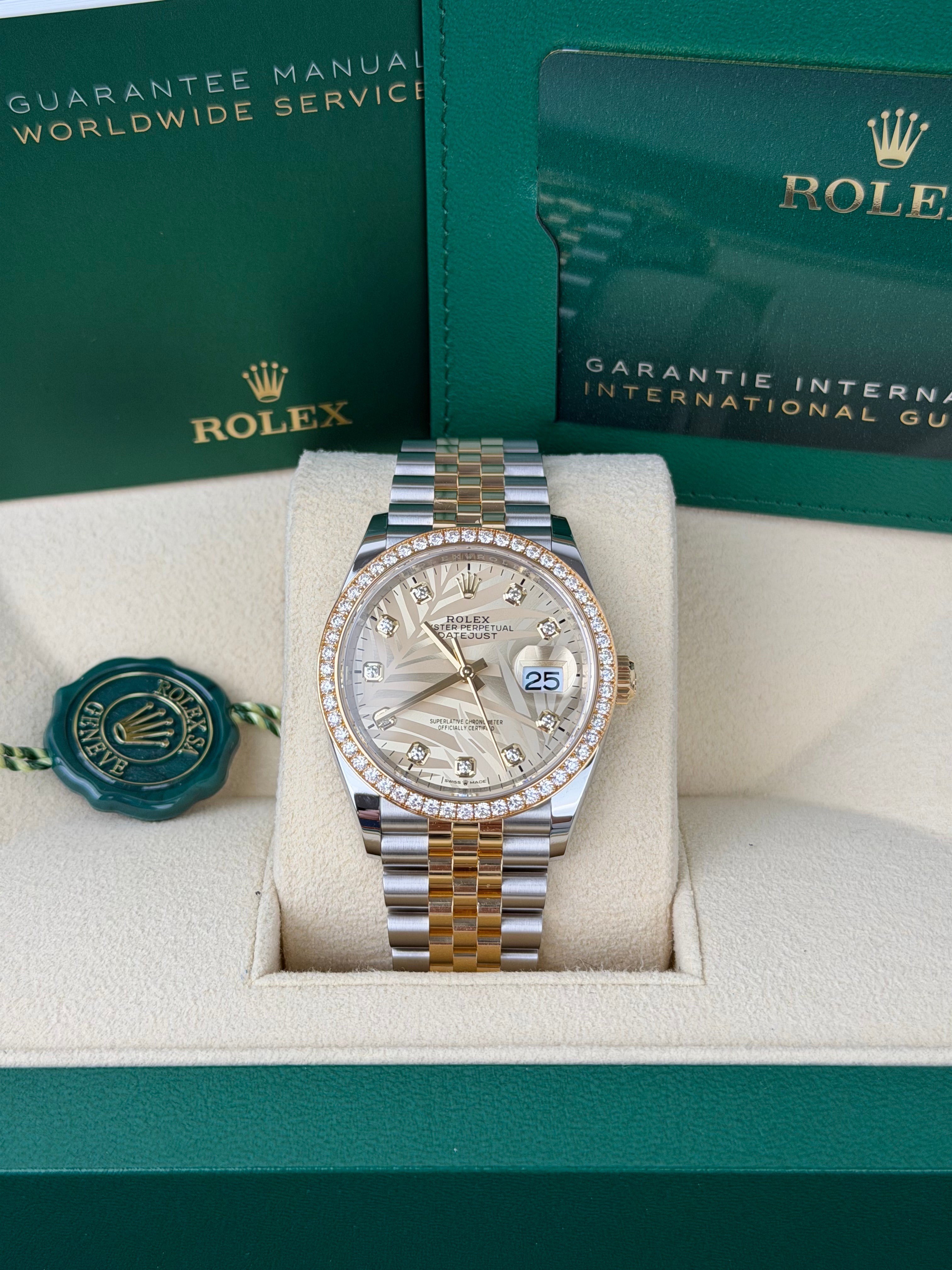 Rolex Datejust 36 Factory Palm Dial / 126283RBR / 2023 / FULL SET / UNPOLIERT