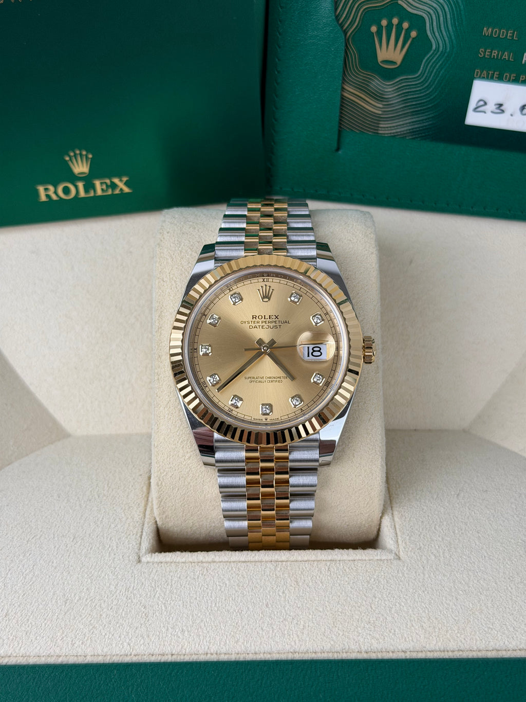 Rolex Datejust 41 Champagner Diamanten 126333 / 2022 / FULL SET / WIE NEU / ERSTKAUFRECHNUNG