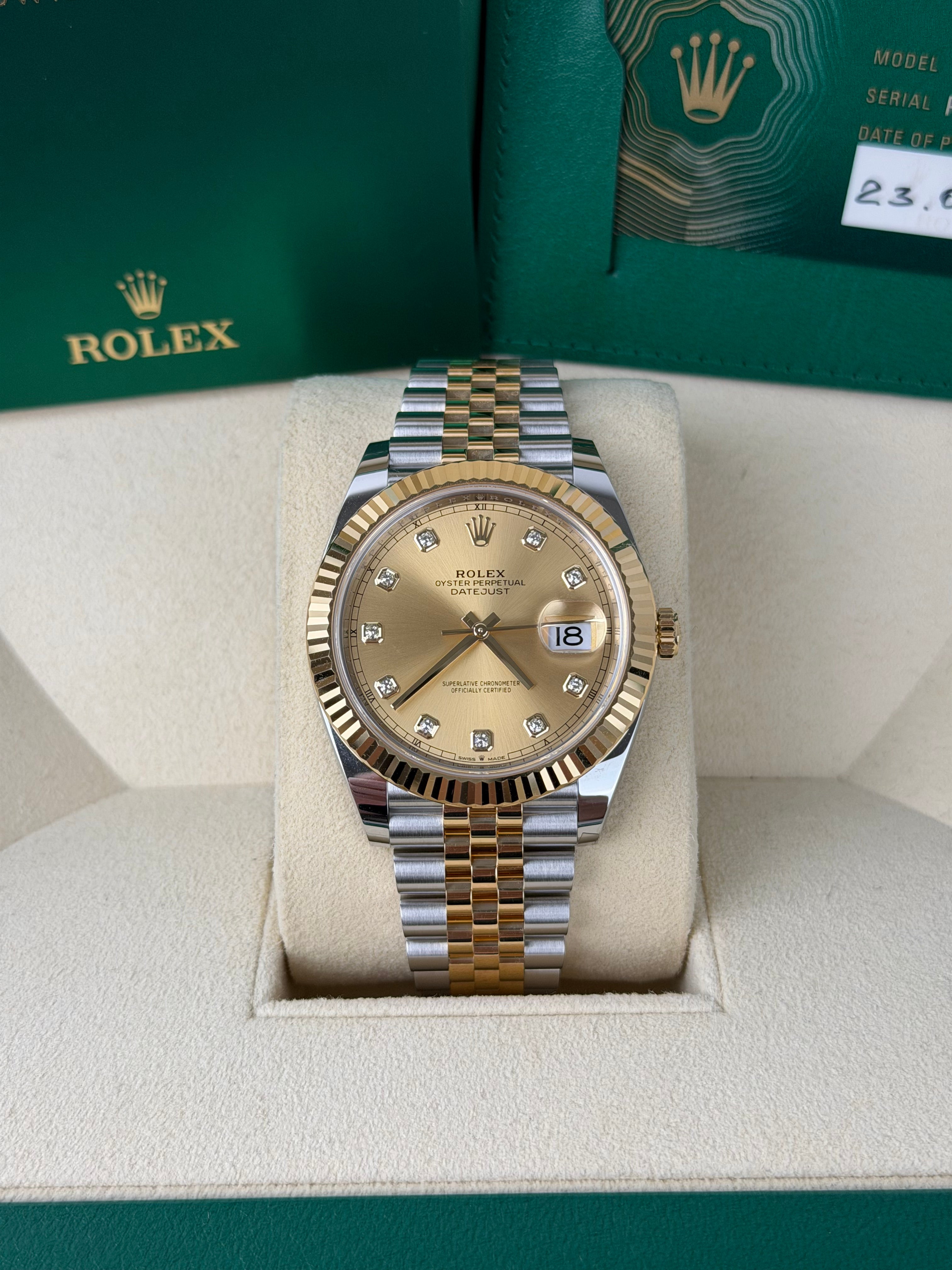 Rolex Datejust 41 Champagner Diamanten 126333 / 2022 / FULL SET / WIE NEU / ERSTKAUFRECHNUNG