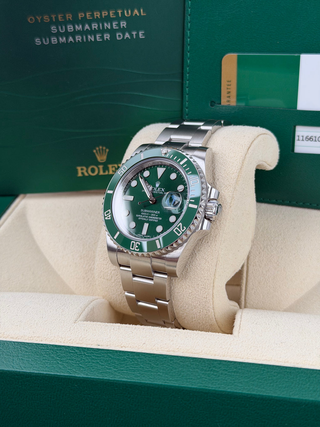 Rolex Submariner Date HULK 116610LV / 2014 / FULL SET / WIE NEU / ERSTKAUFRECHNUNG