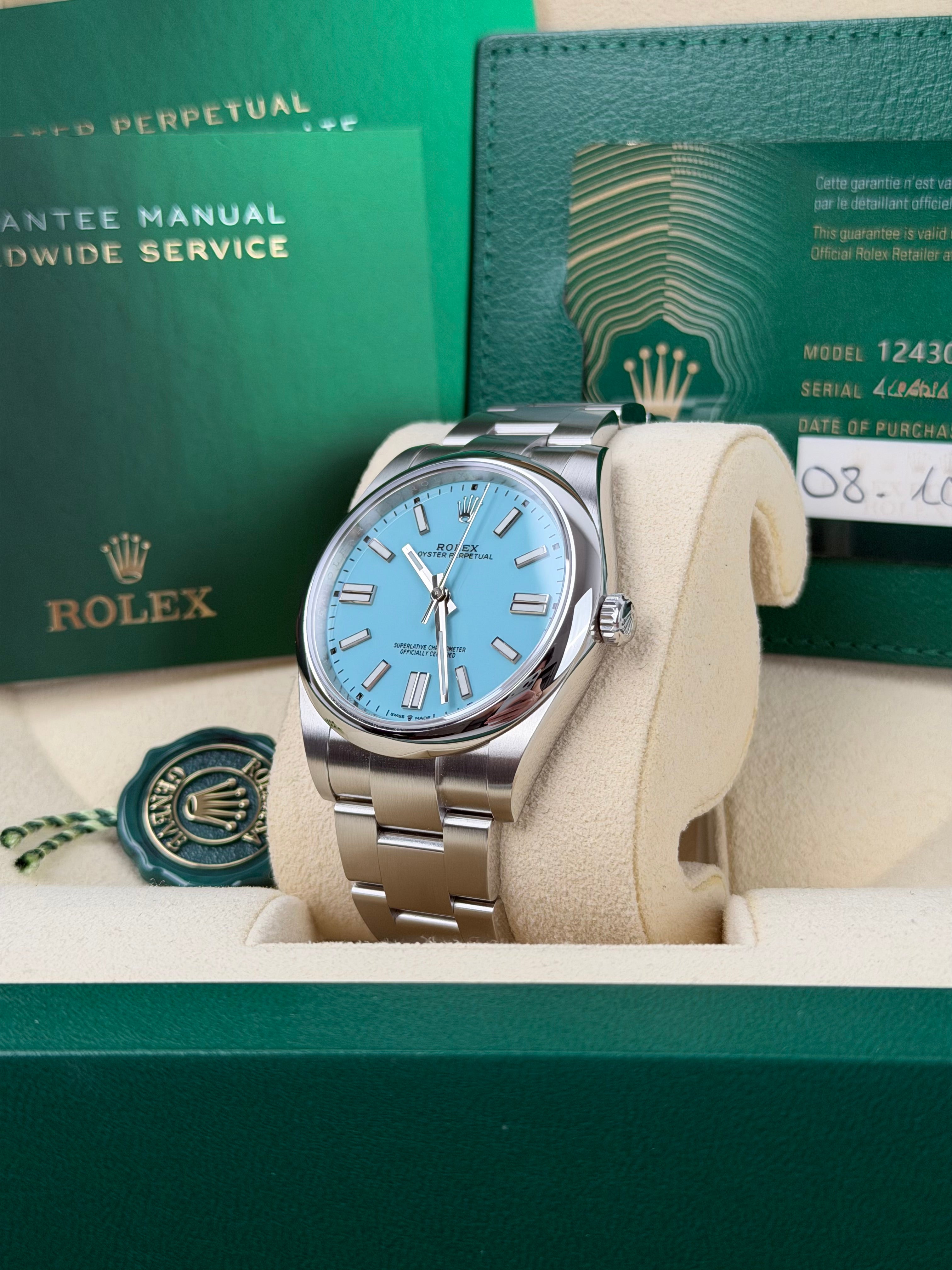 Rolex Oyster Perpetual 41 Tiffany 124300 / 2020 / FULL SET / WIE NEU