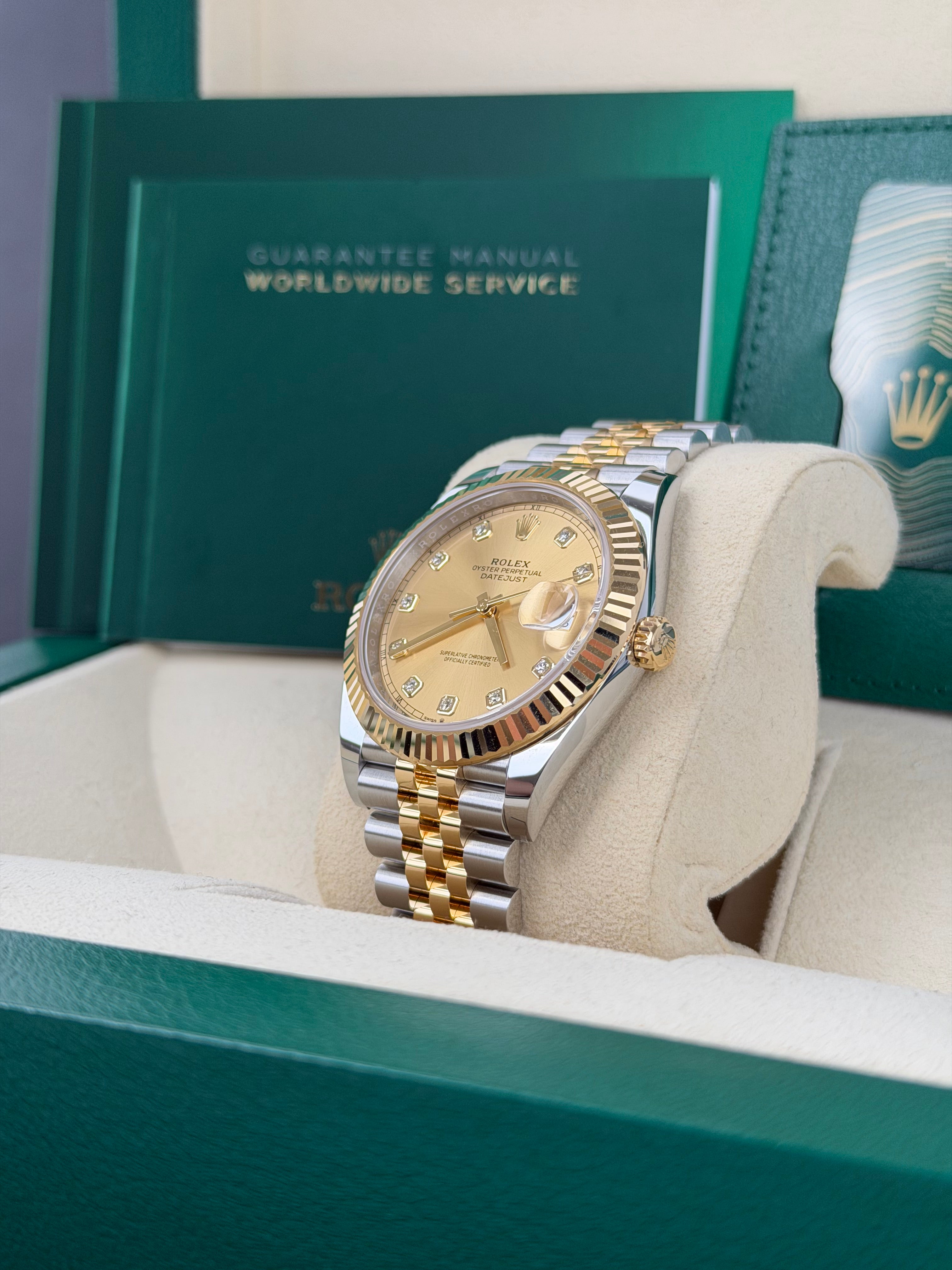 Rolex Datejust 41 Champagner Diamanten 126333 / 2022 / FULL SET / WIE NEU / ERSTKAUFRECHNUNG