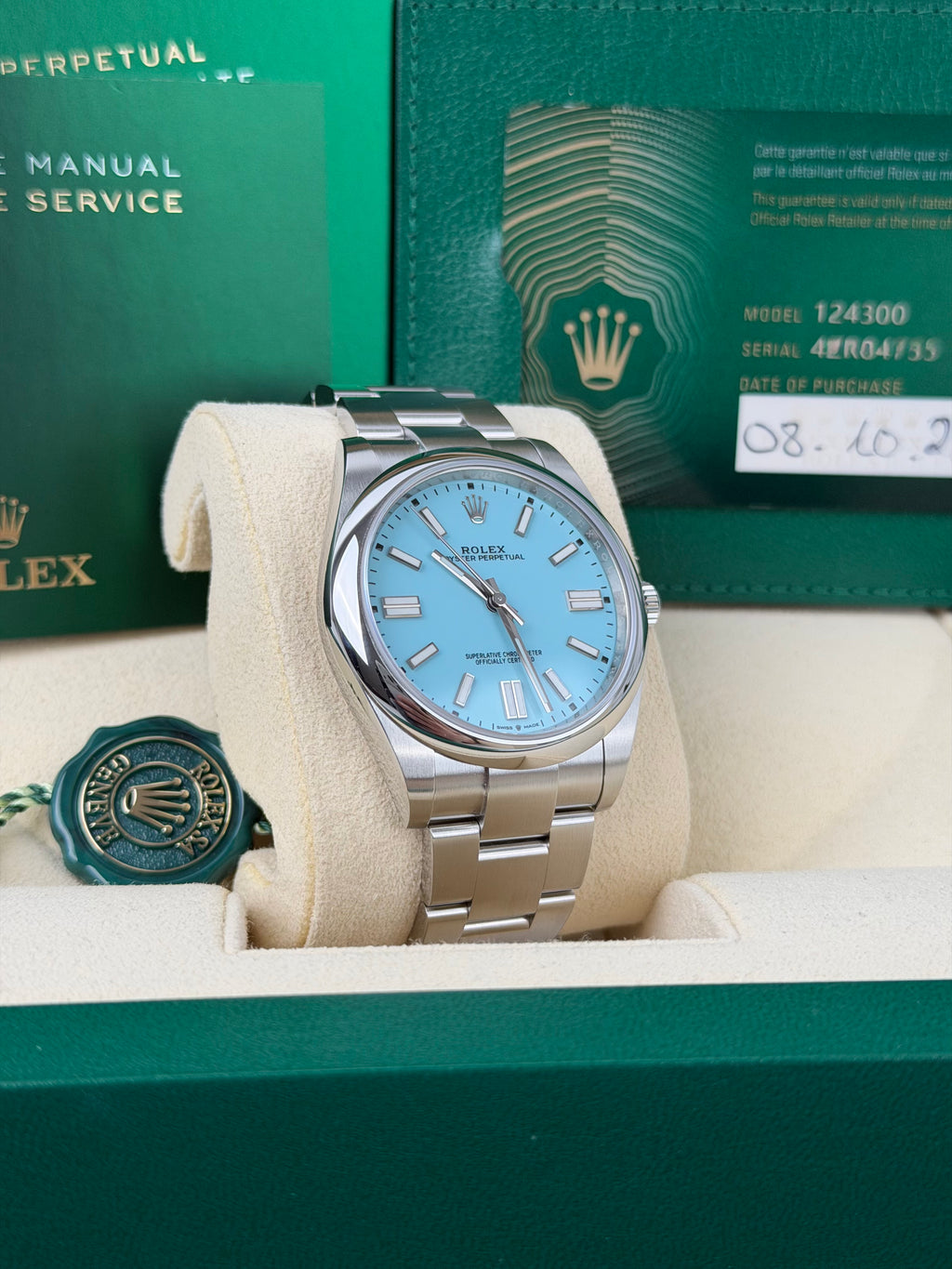 Rolex Oyster Perpetual 41 Tiffany 124300 / 2020 / FULL SET / WIE NEU