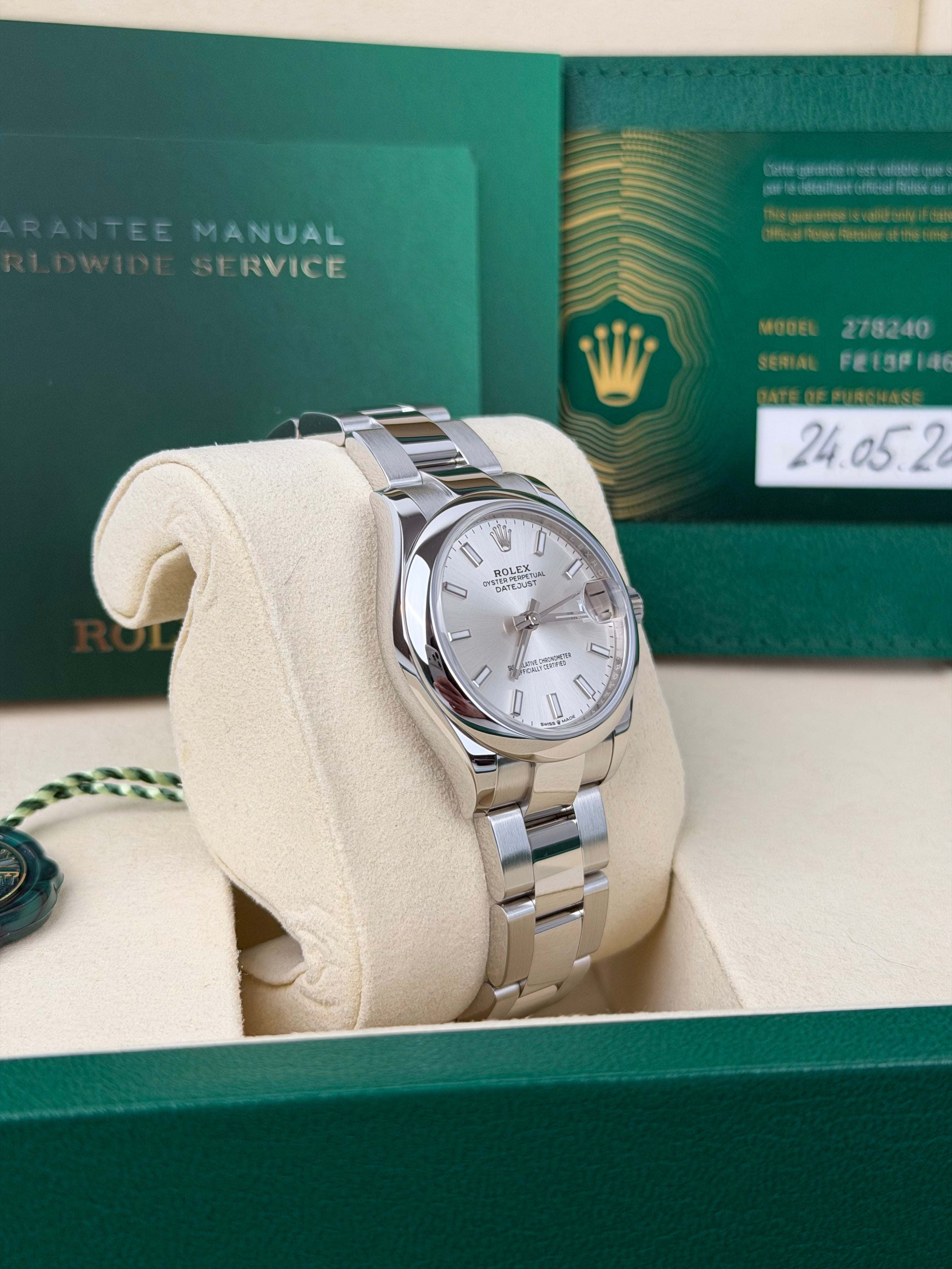 Rolex Datejust 31 Silber / 278240 / 2025 / FULL SET / WIE NEU / ERSTKAUFRECHNUNG