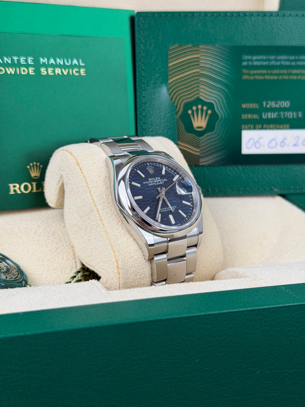 Rolex Datejust 36 Blue Motif 126200 / 2023 / FULL SET / WIE NEU