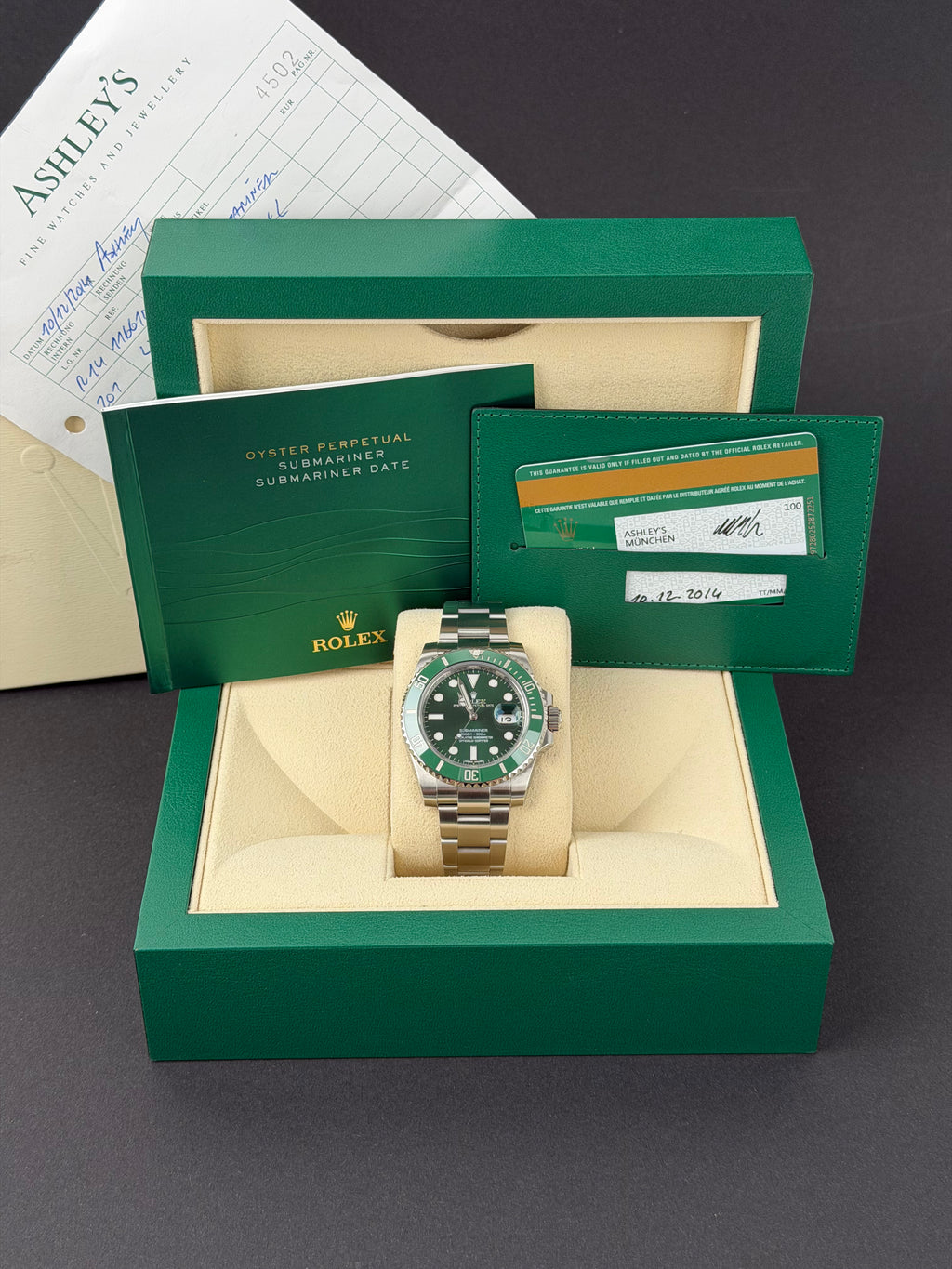 Rolex Submariner Date HULK 116610LV / 2014 / FULL SET / WIE NEU / ERSTKAUFRECHNUNG