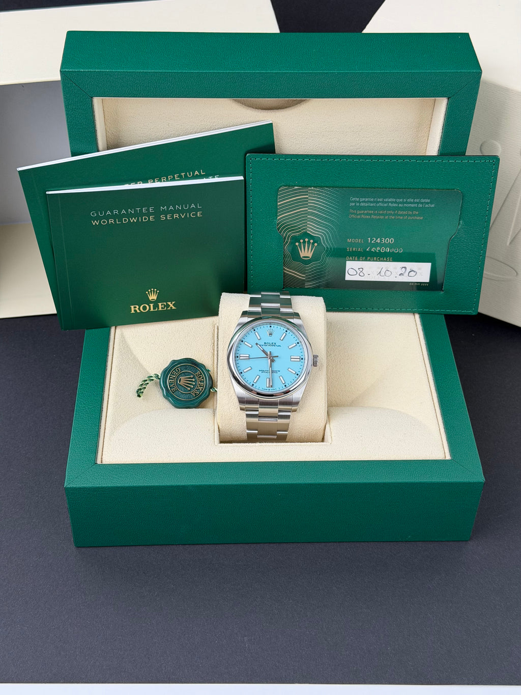 Rolex Oyster Perpetual 41 Tiffany 124300 / 2020 / FULL SET / WIE NEU