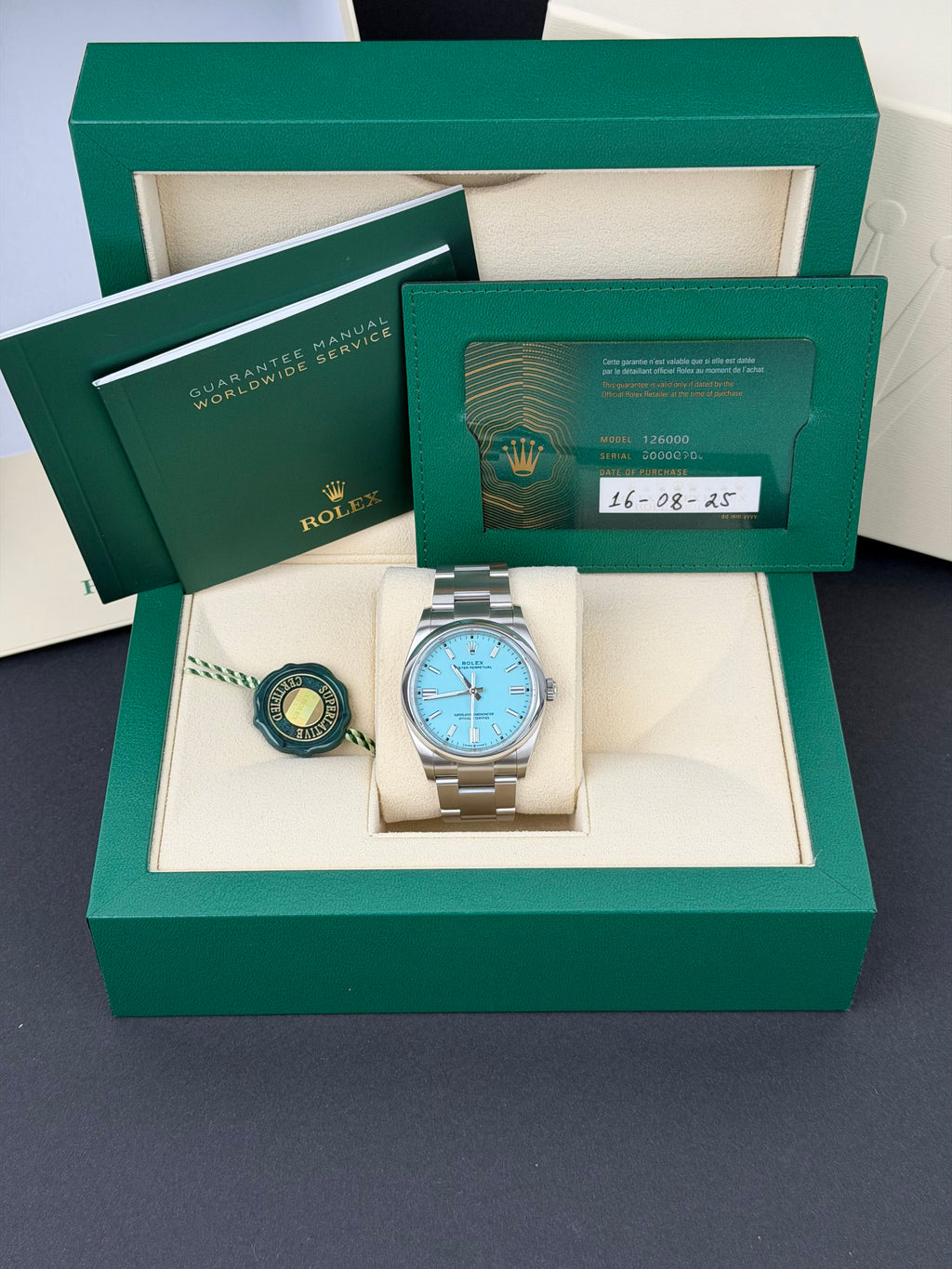 Rolex Oyster Perpetual 36 Tiffany 126000 / 2025 / FULL SET / WIE NEU / UNPOLIERT