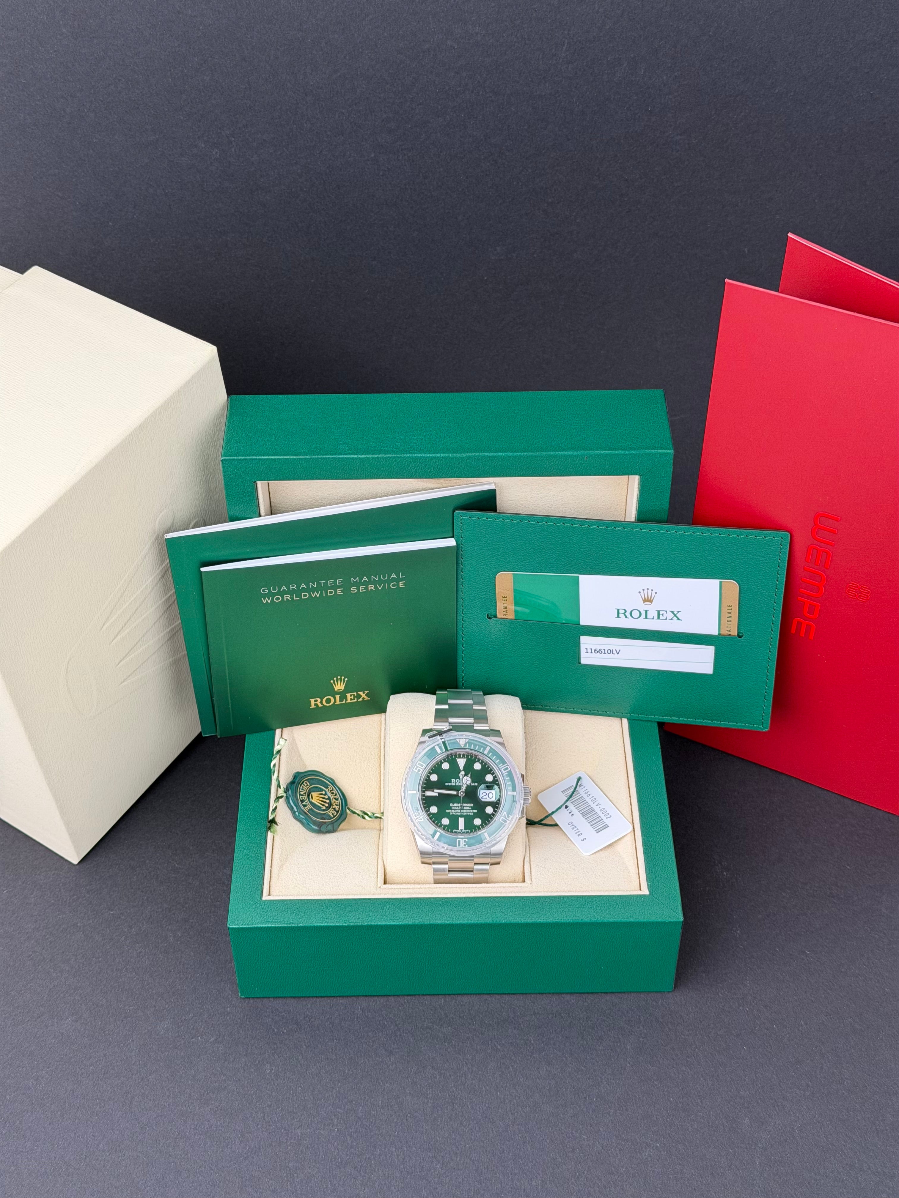 Rolex Submariner Date HULK 116610LV / 2018 / FULL SET / NEU / STICKERED / RECHNUNG