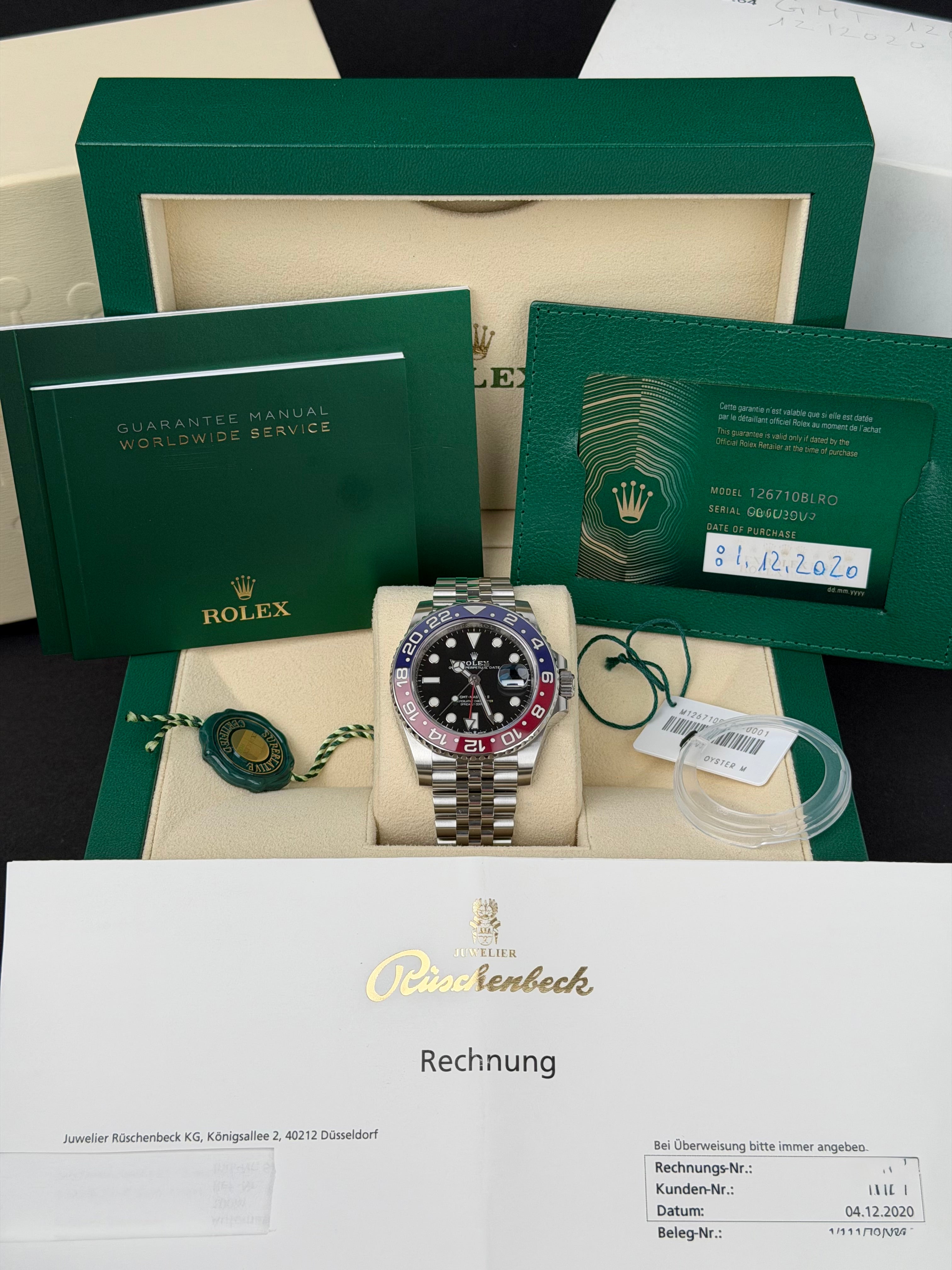 Rolex GMT-Master II 126710BLRO Pepsi / 2020 / FULL SET / WIE NEU / ERSTKAUFRECHNUNG