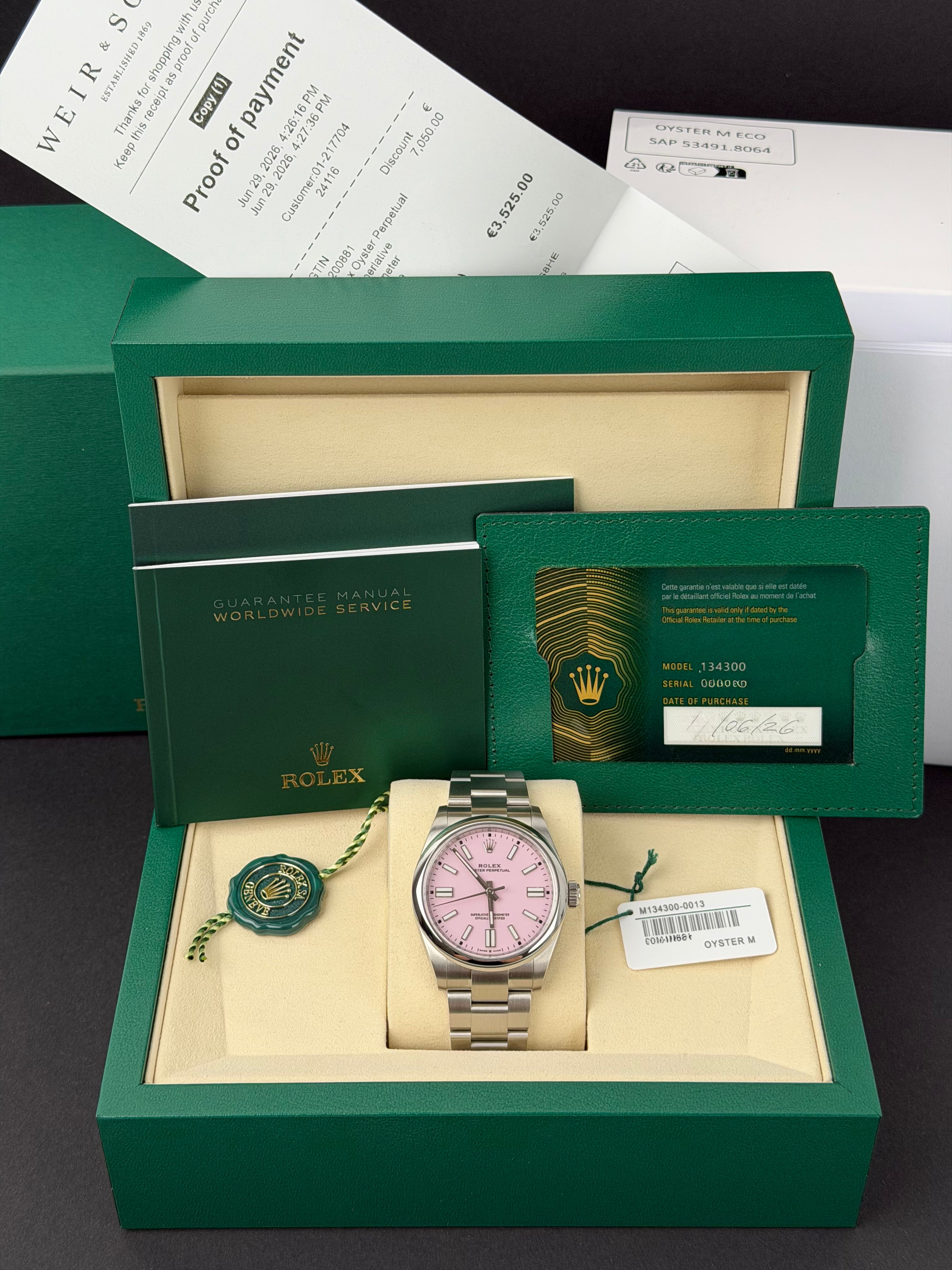 Rolex Oyster Perpetual 41 Candy Pink 134300 / 2026 / FULL SET / NEU / ERSTKAUFRECHNUNG