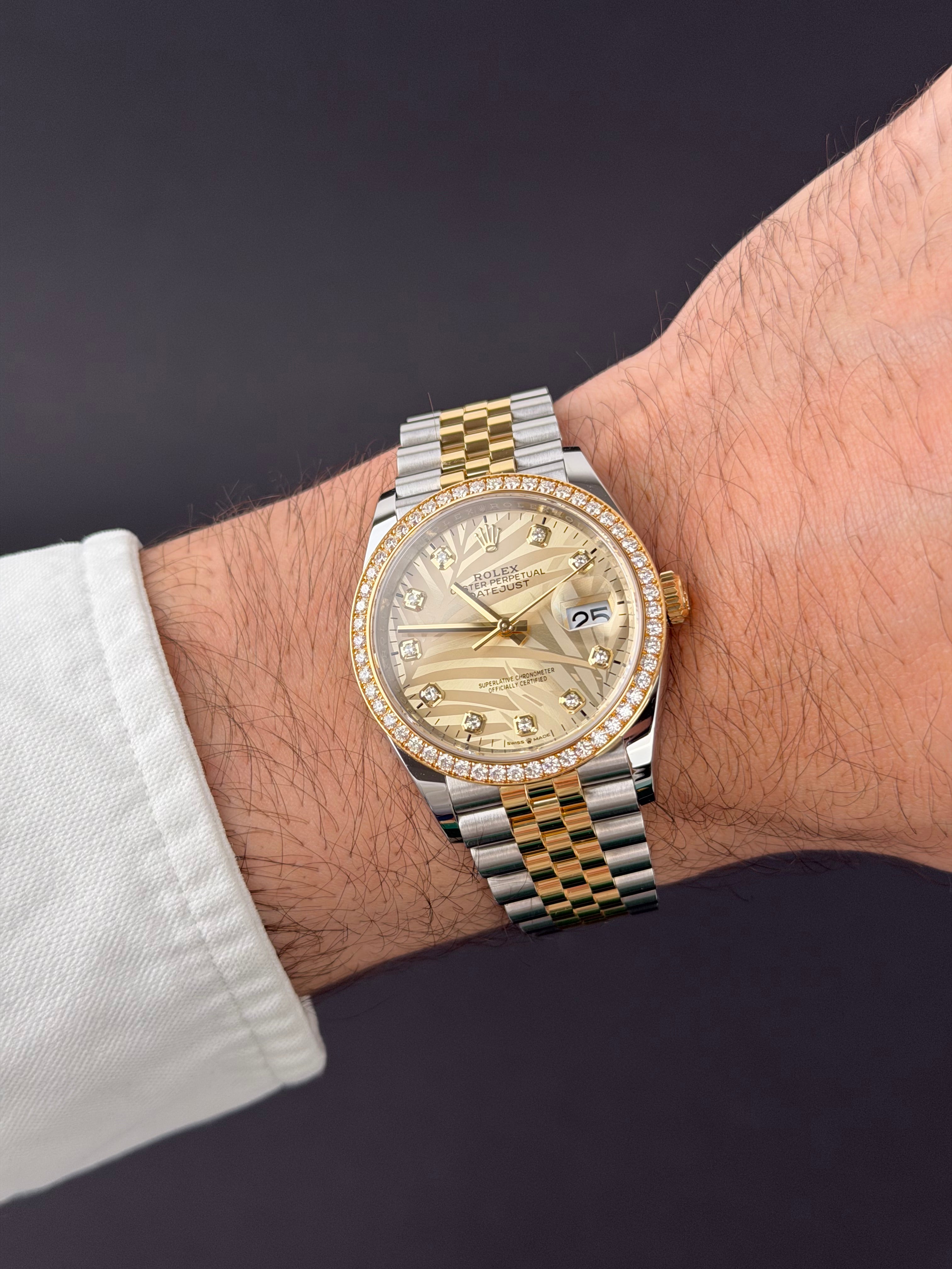 Rolex Datejust 36 Factory Palm Dial / 126283RBR / 2023 / FULL SET / UNPOLIERT