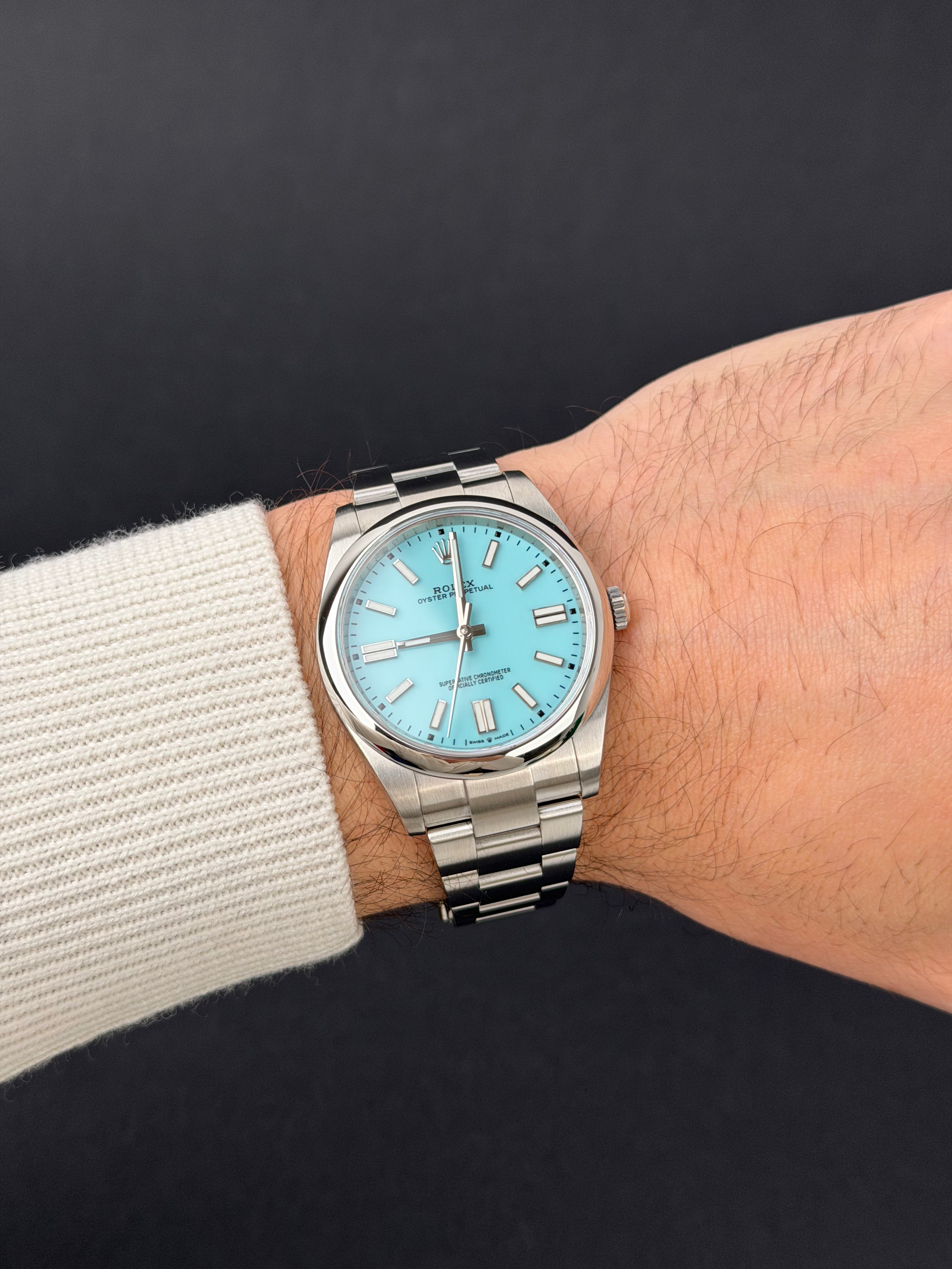 Rolex Oyster Perpetual 41 Tiffany 124300 / 2021 / FULL SET / WIE NEU