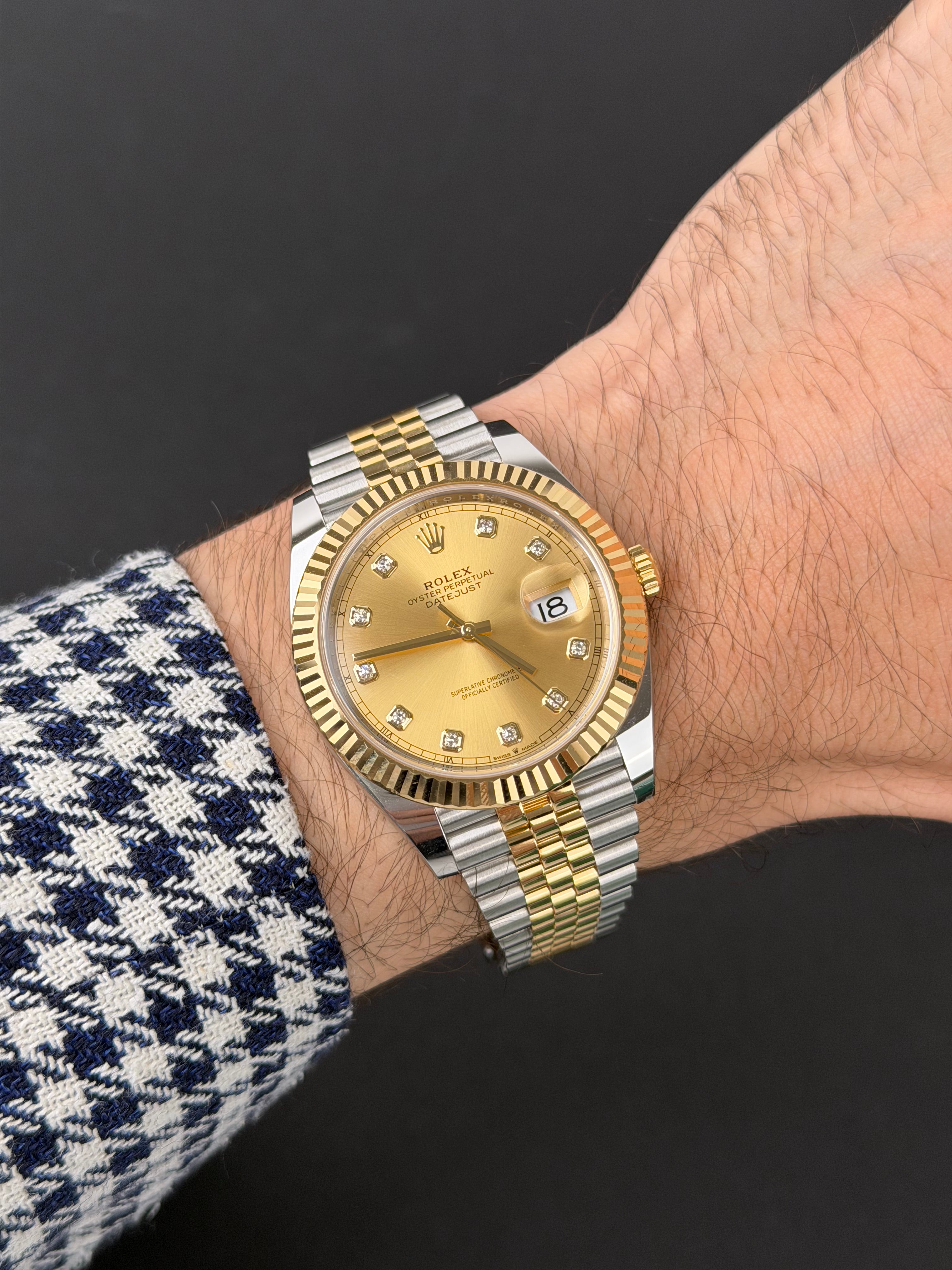 Rolex Datejust 41 Champagner Diamanten 126333 / 2022 / FULL SET / WIE NEU / ERSTKAUFRECHNUNG