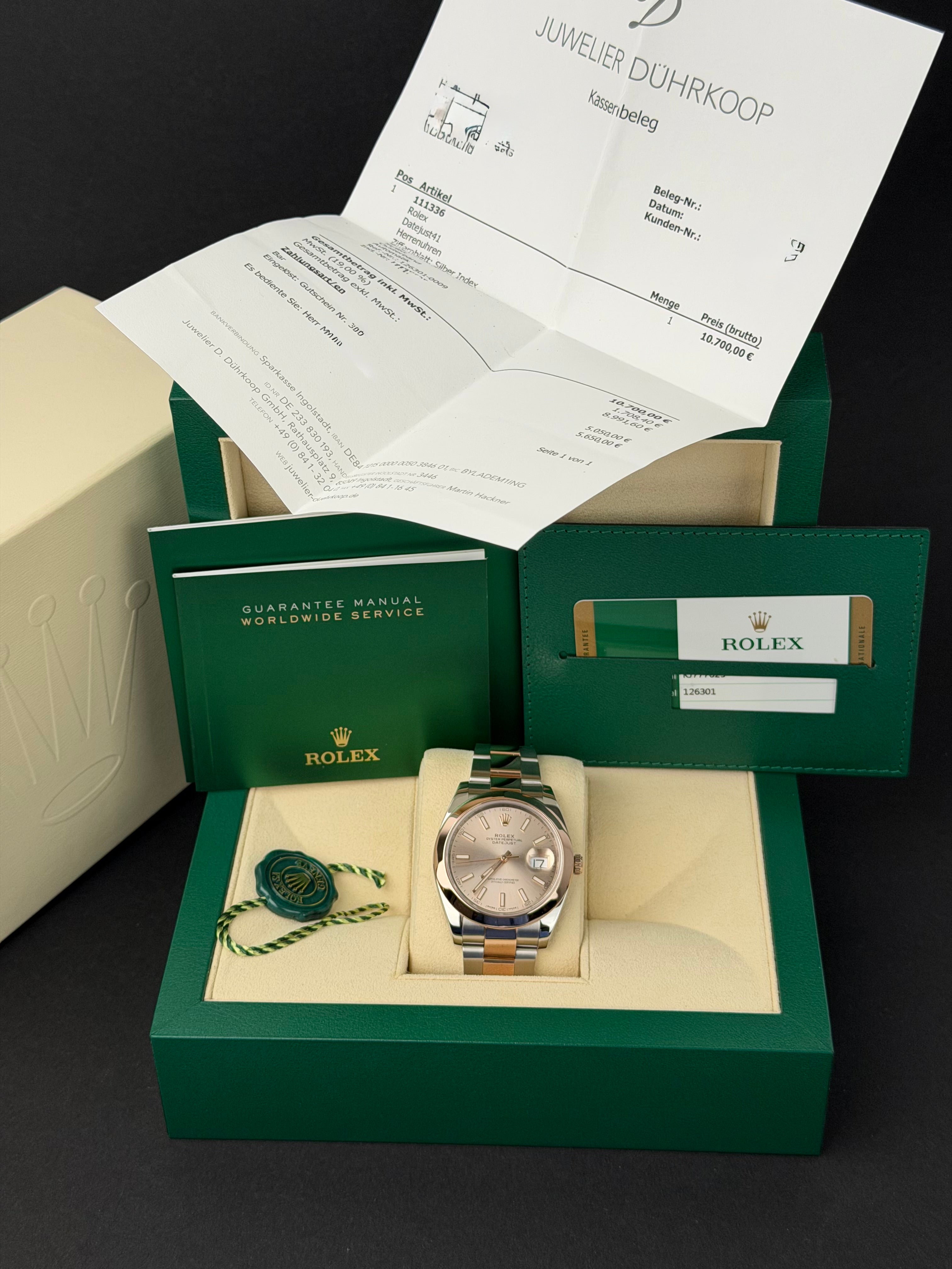 Rolex Datejust 41 126301 Sundust / 2017 / FULL SET / SEHR GUT / ERSTKAUFRECHNUNG