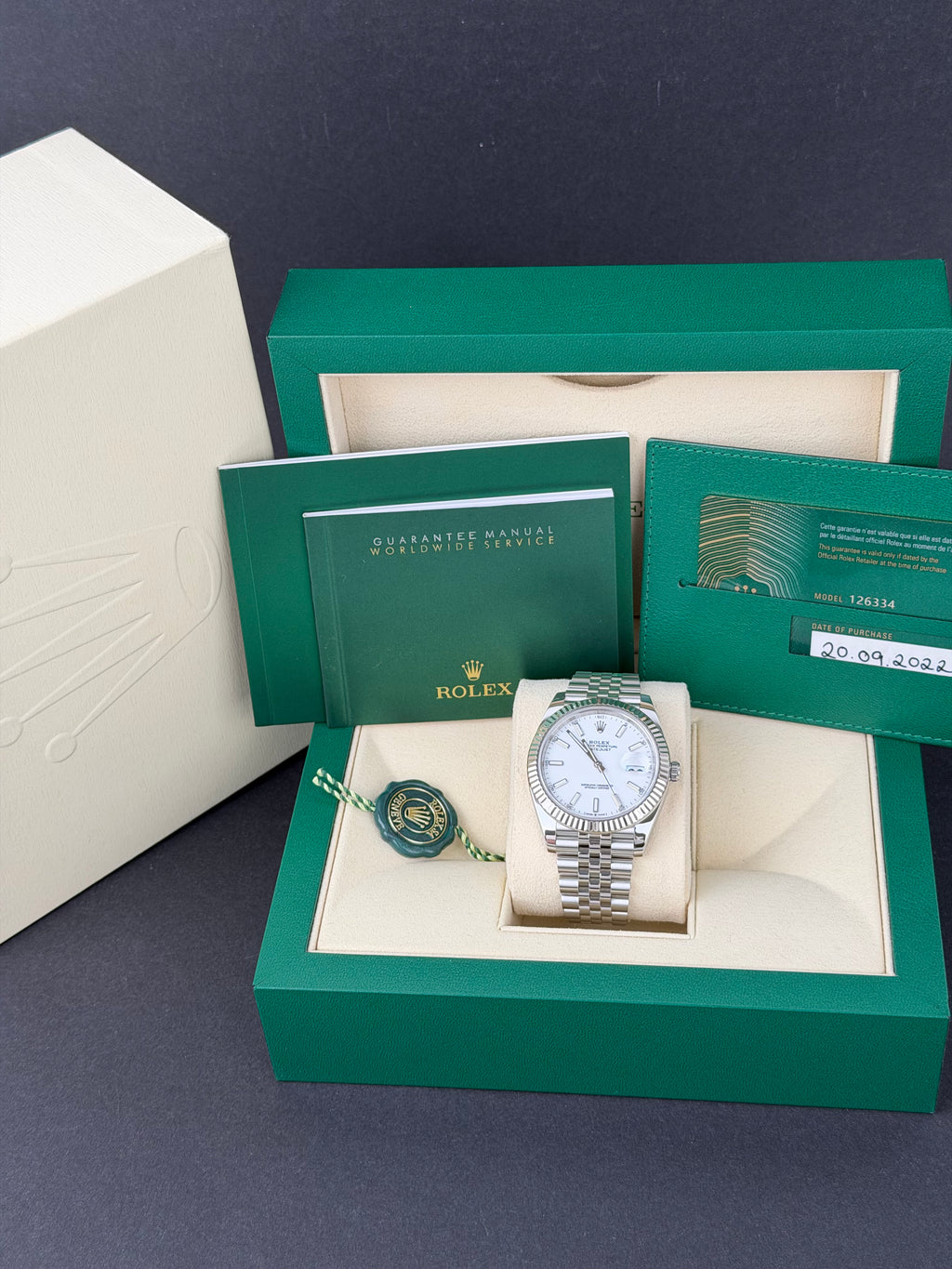 Rolex Datejust 41 126334 Weiss / 2022 / FULL SET / WIE NEU