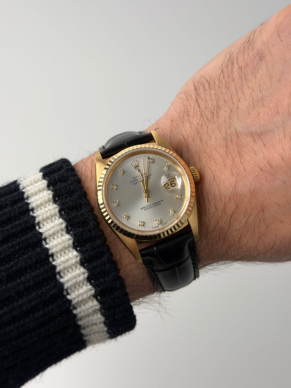 Rolex Datejust 36 16238 Gold Silver Factory Diamanten / FULL SET / SEHR GUT