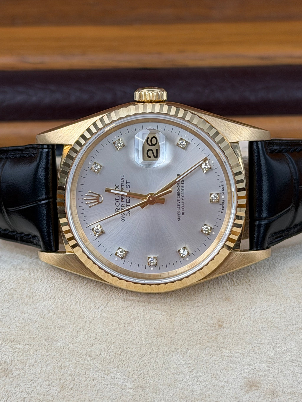 Rolex Datejust 36 16238 Gold Silver Factory Diamanten / FULL SET / SEHR GUT