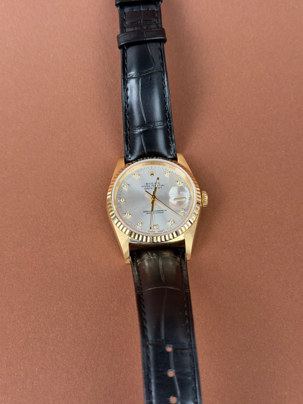 Rolex Datejust 36 16238 Gold Silver Factory Diamanten / FULL SET / SEHR GUT