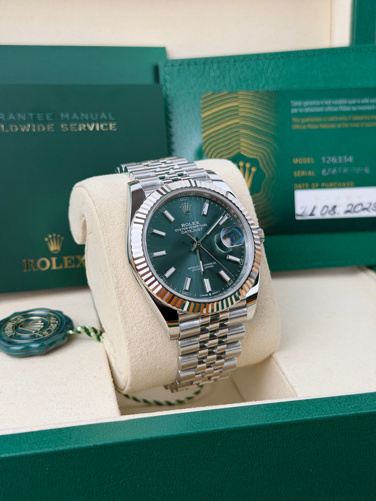 Rolex Datejust 41 126334 Mint Green / 2025 / FULL SET / WIE NEU / ERSTKAUFRECHNUNG