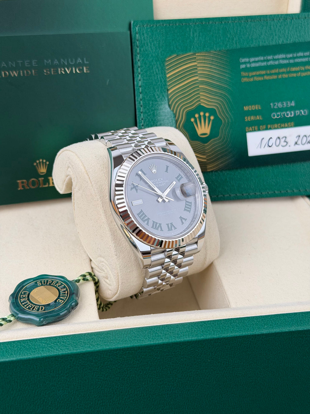 Rolex Datejust 41 Wimbledon 126334 / 2025 / FULL SET / NEU / ERSTKAUFRECHNUNG