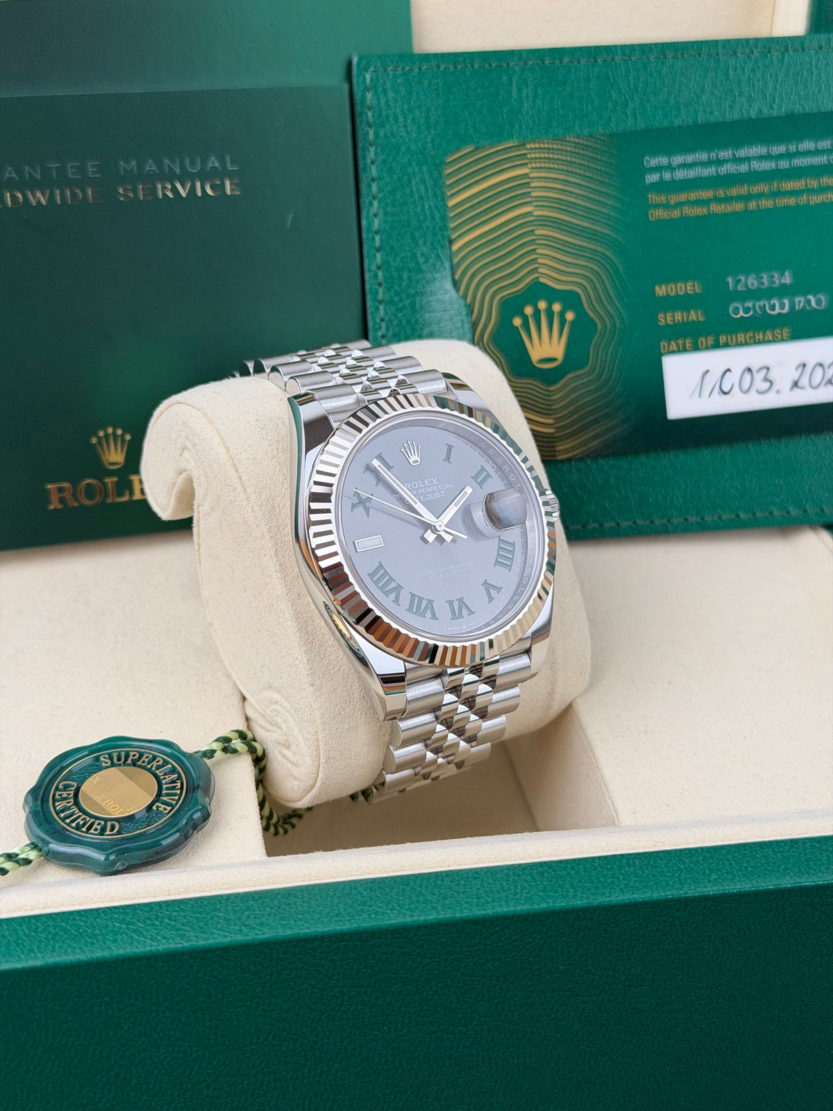 Rolex Datejust 41 Wimbledon 126334 / 2025 / FULL SET / NEU / ERSTKAUFRECHNUNG